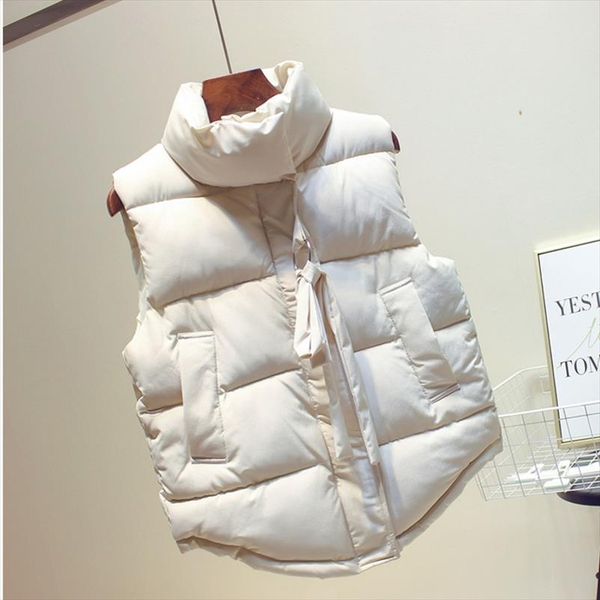 2021 autumn winter womens vest waistcoat button pocket warm vests woman turn down collar sleeveless female casual jacket coat, Black;white